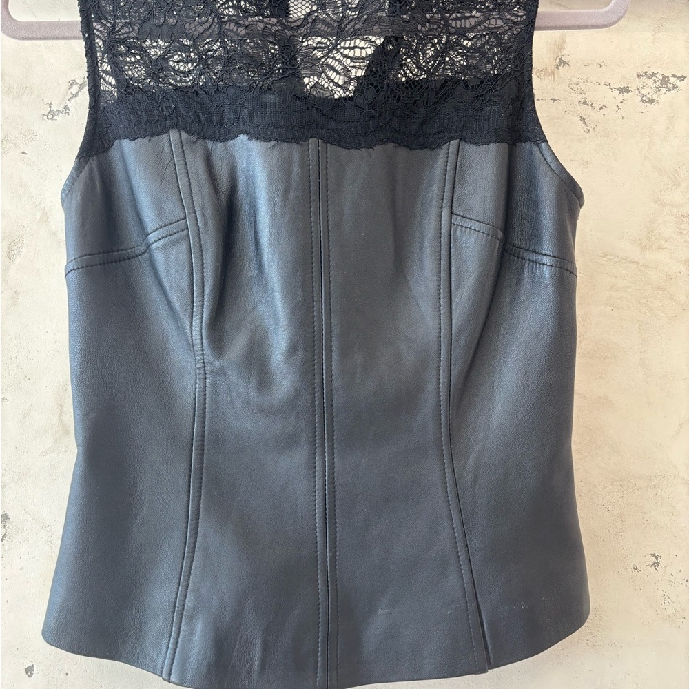 BCBG Paris Black Lace Accent Blouse